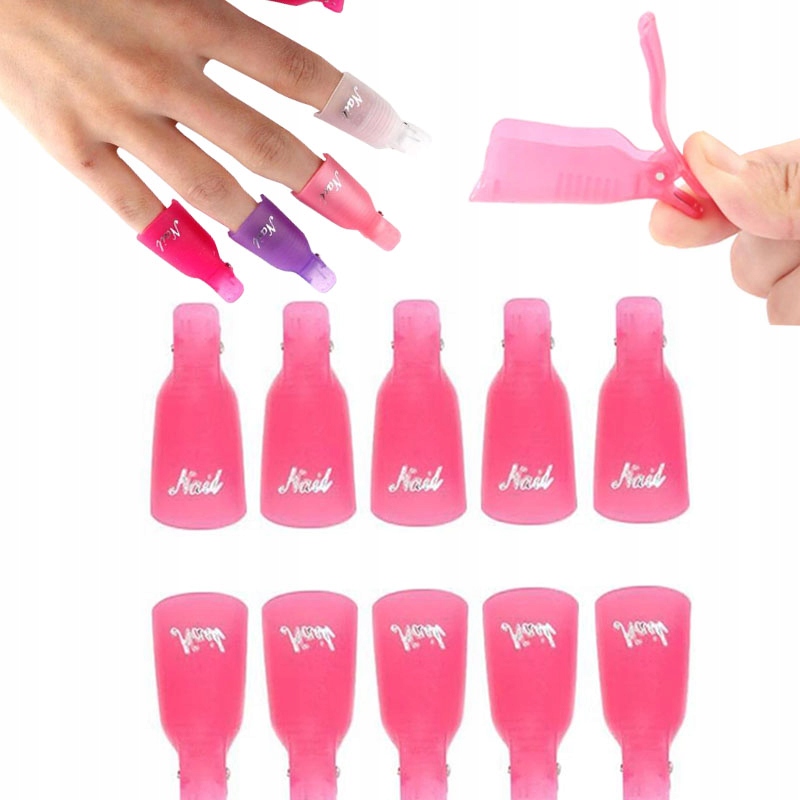 Klipsy do usuwania lakieru hybrydy 10 sztuk ciemny róż