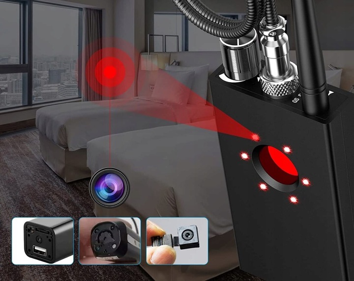 WYKRYWACZ PODSŁUCHÓW LOKALIZATORÓW GPS GSM LTE DETEKTOR KAMER WIFI Waga produktu z opakowaniem jednostkowym 0.35 kg