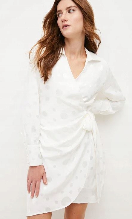 Karen Millen Šaty Bílá Obálková S Vzorem 40 2_X