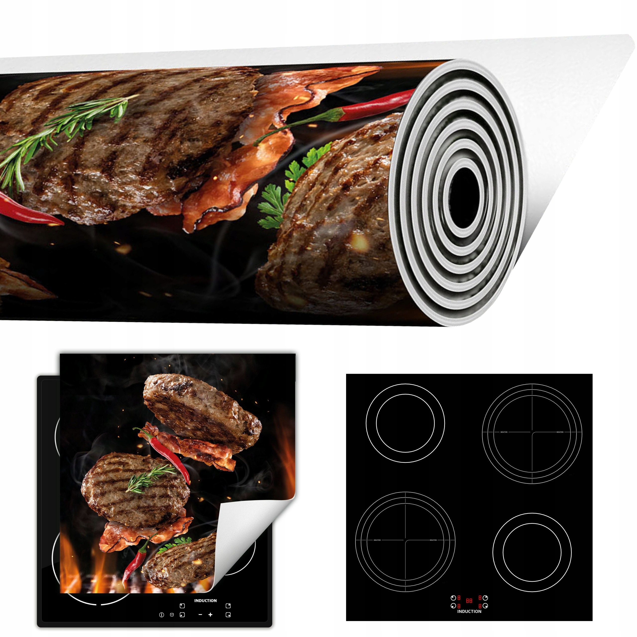 Ochranná Podložka Na Sporák Svinovací Deska 50x52 černá steak