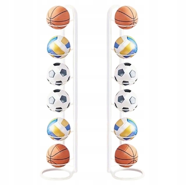 Stojak na 6 piłek półka organizer przechowywanie piłek pionowy biały