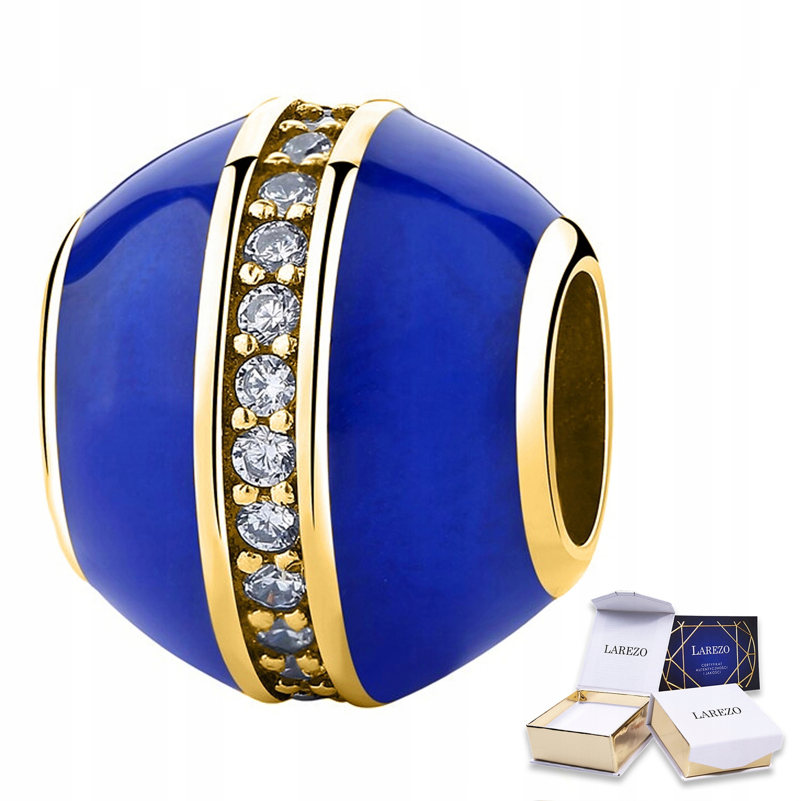 Zlatý přívěsek Kulatý Korálek s kamenem Modrý Kámen Stříbro 925