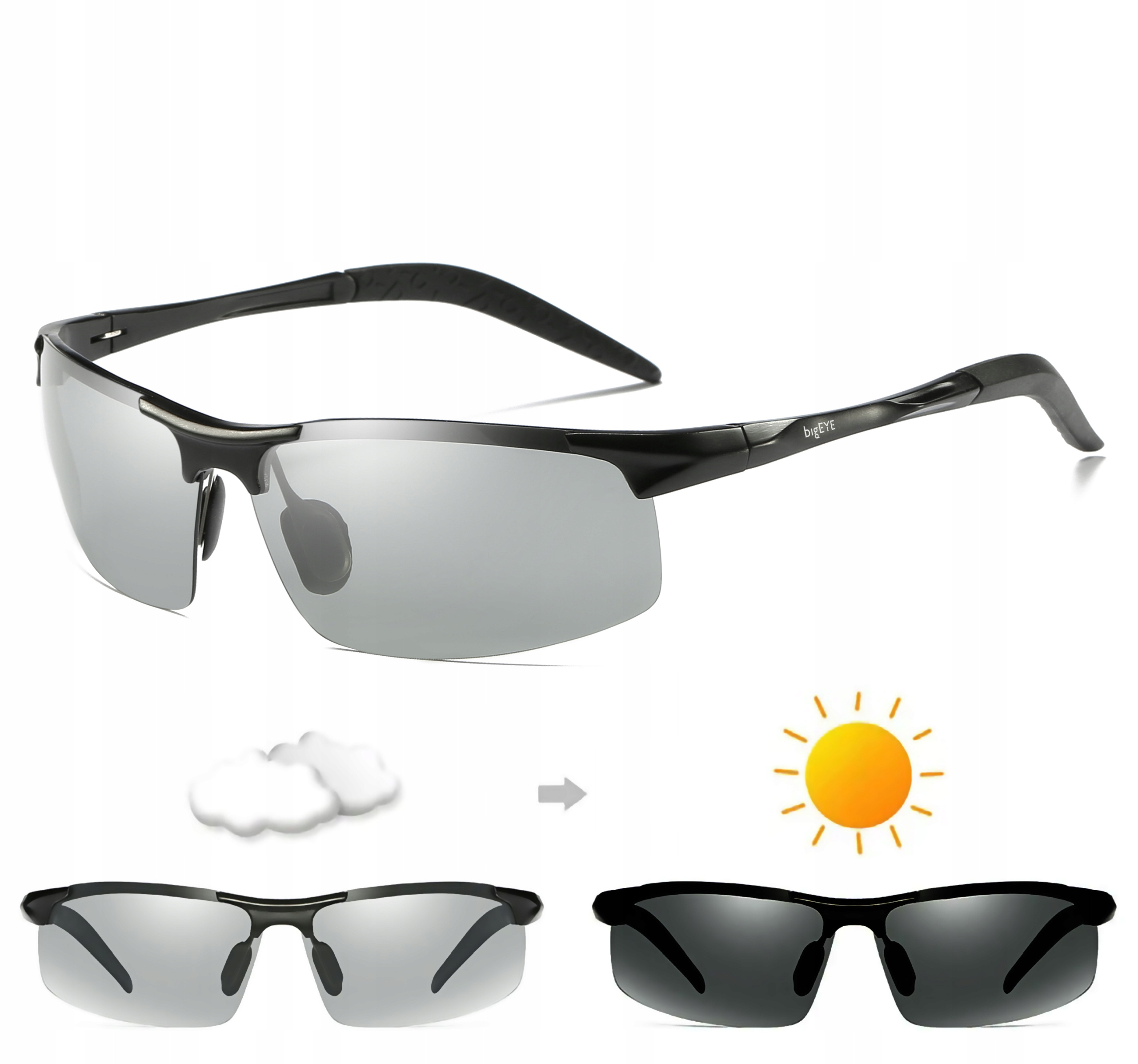 bigEYE Polarizační Fotochromační Brýle Pro Řidiče Aluminium Set