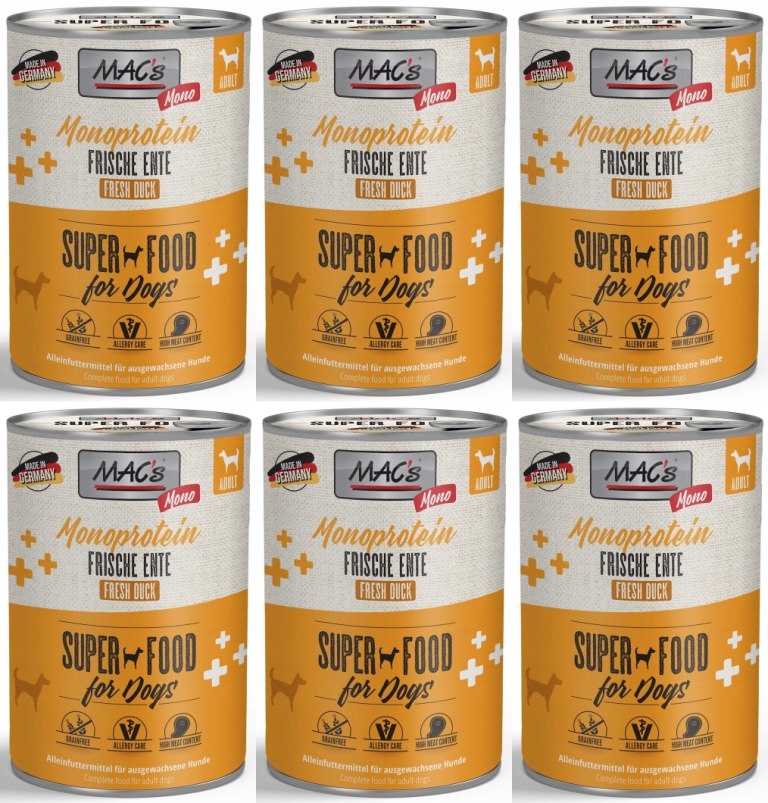 Levně MAC's Pes Monoprotein Kachna 6 plechovek 400 g