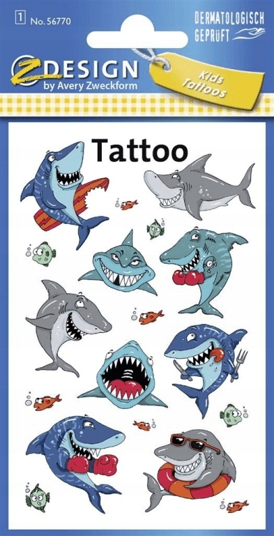 

Rekiny Tatuaże dla dzieci wieloryby ryby shark