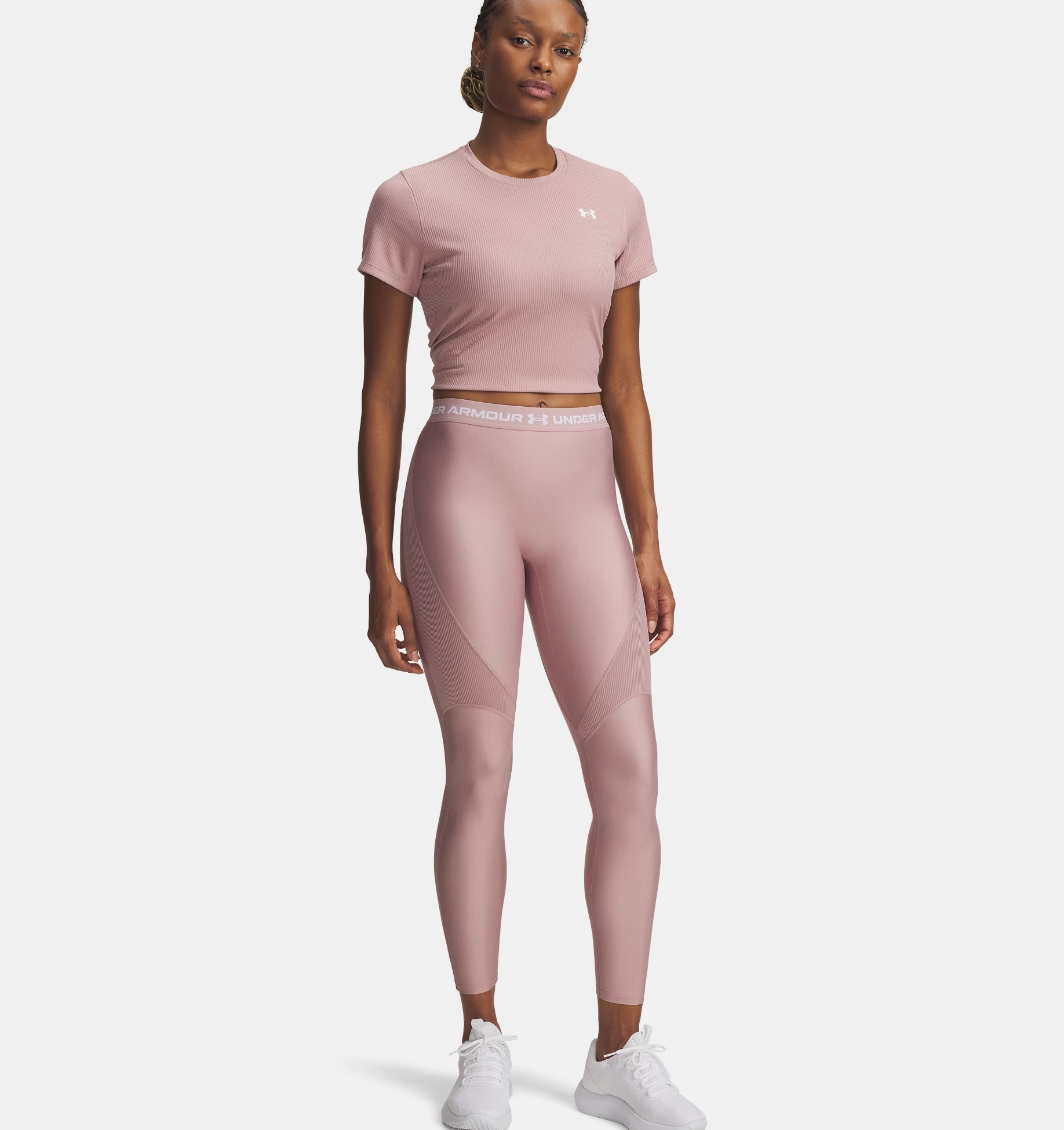 Legginsy damskie do jogi i pilatesu damskie Under Armour Rib różowe S