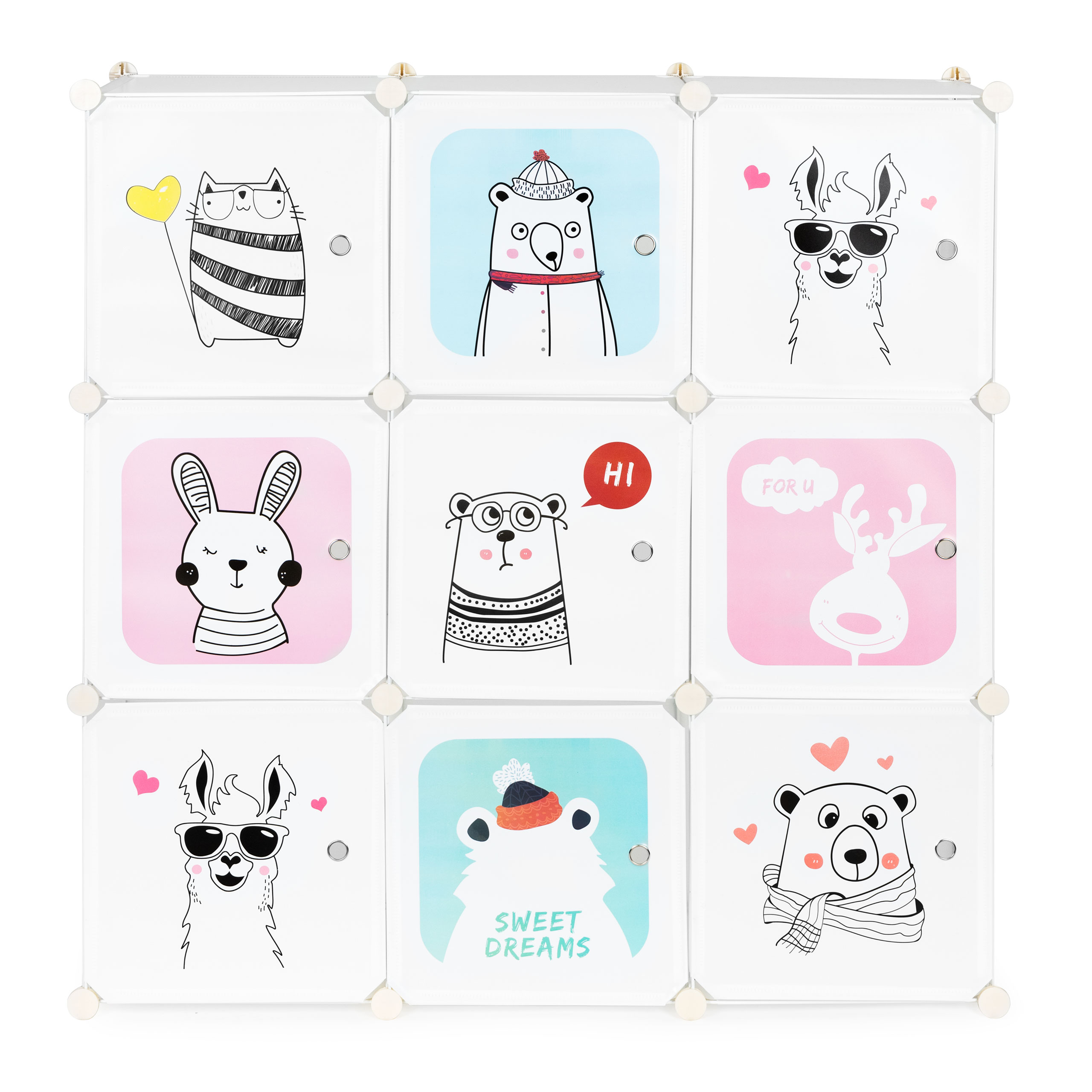 SZAFA MODUŁOWA DLA DZIECI REGAŁ ORGANIZER NA ZABAWKI GARDEROBA 9 BOXÓW Kod producenta PJJCBS0009-09B