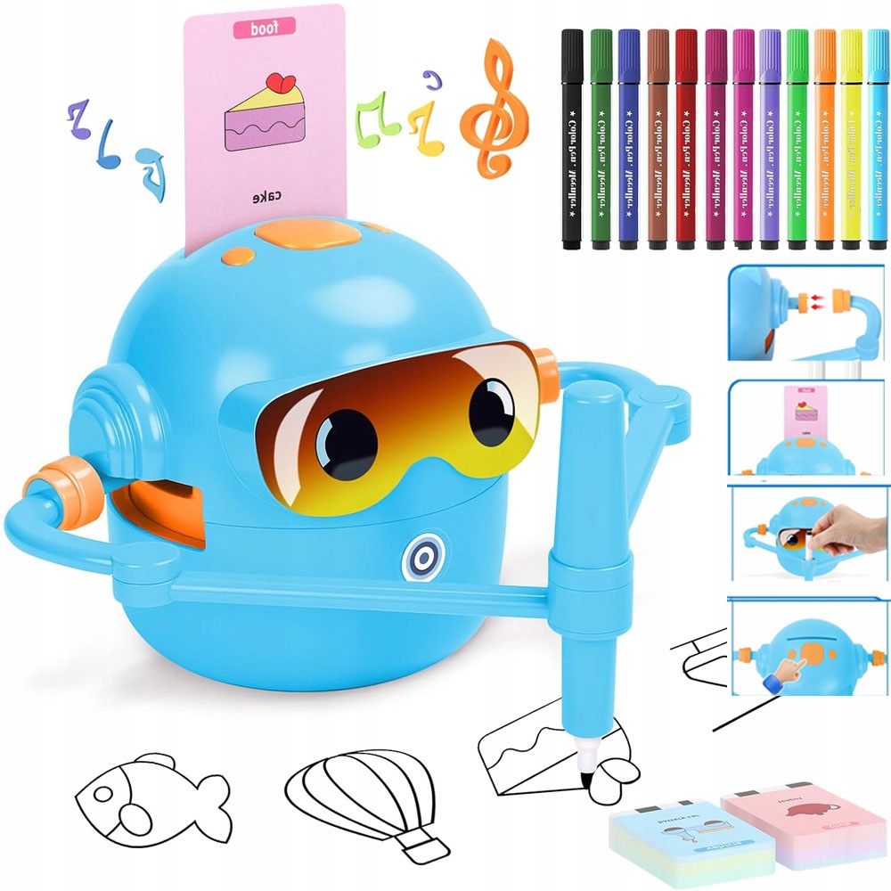 INTERAKTYWNY ROBOT DO RYSOWANIA 100 KART MONTESSORI PREZENT DLA DZIECI