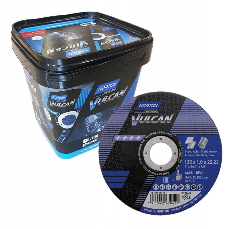 Tarcza do cięcia metalu stali 125x1 Norton Vulcan Inox 100 szt.