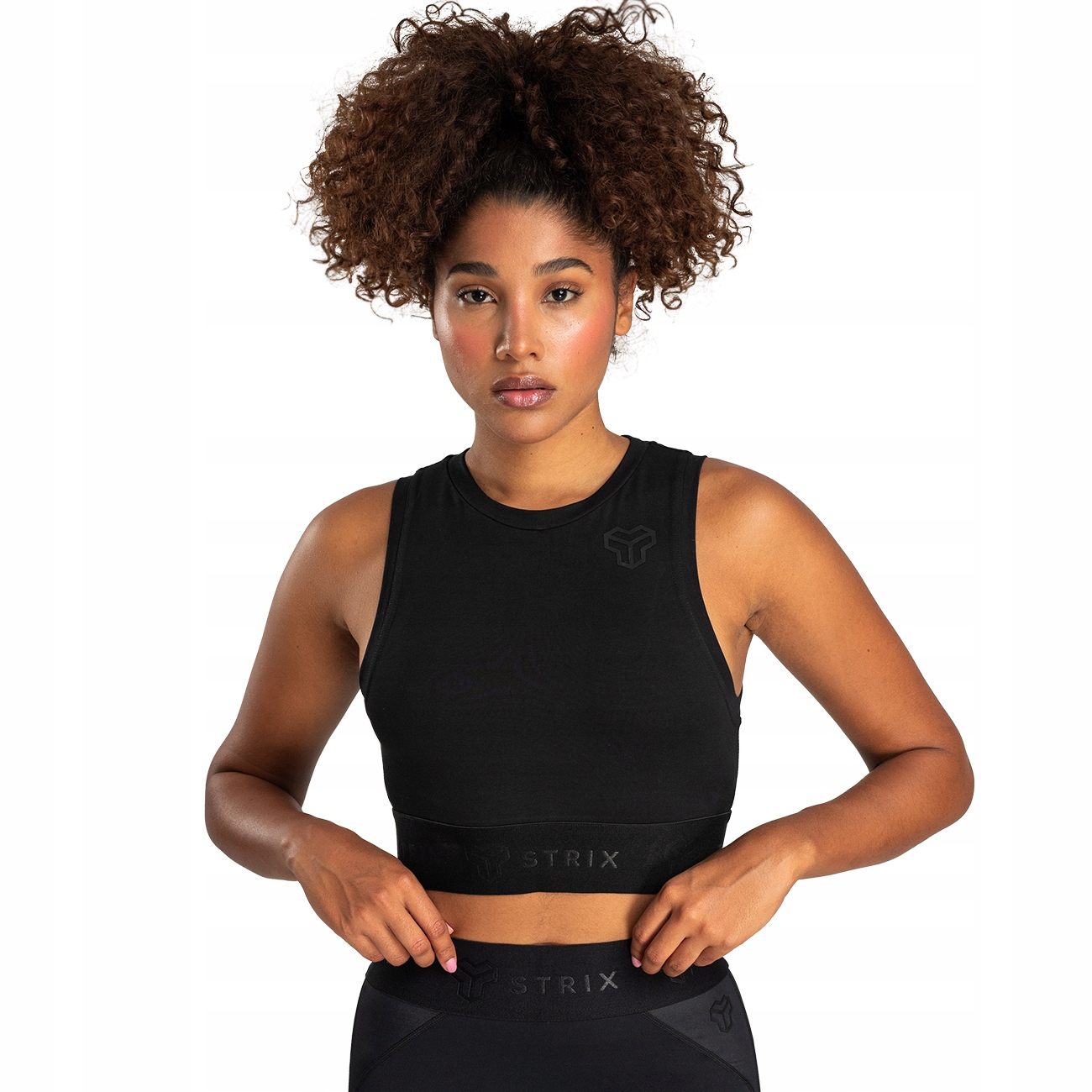 Crop Top Sportowy Damski Koszulka Czarna Strix Xs