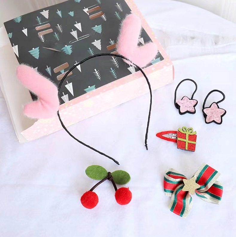 Świąteczna z Opaska Renifera+spinka+GUMKA 6komplet