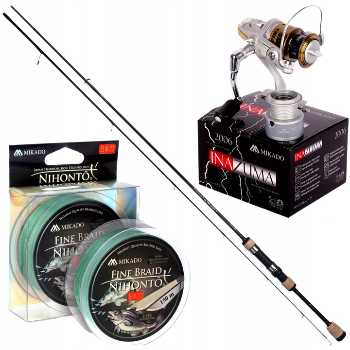 Zestaw Spinning Na Okonia Wędka Kołowrotek Plecionka Mikado