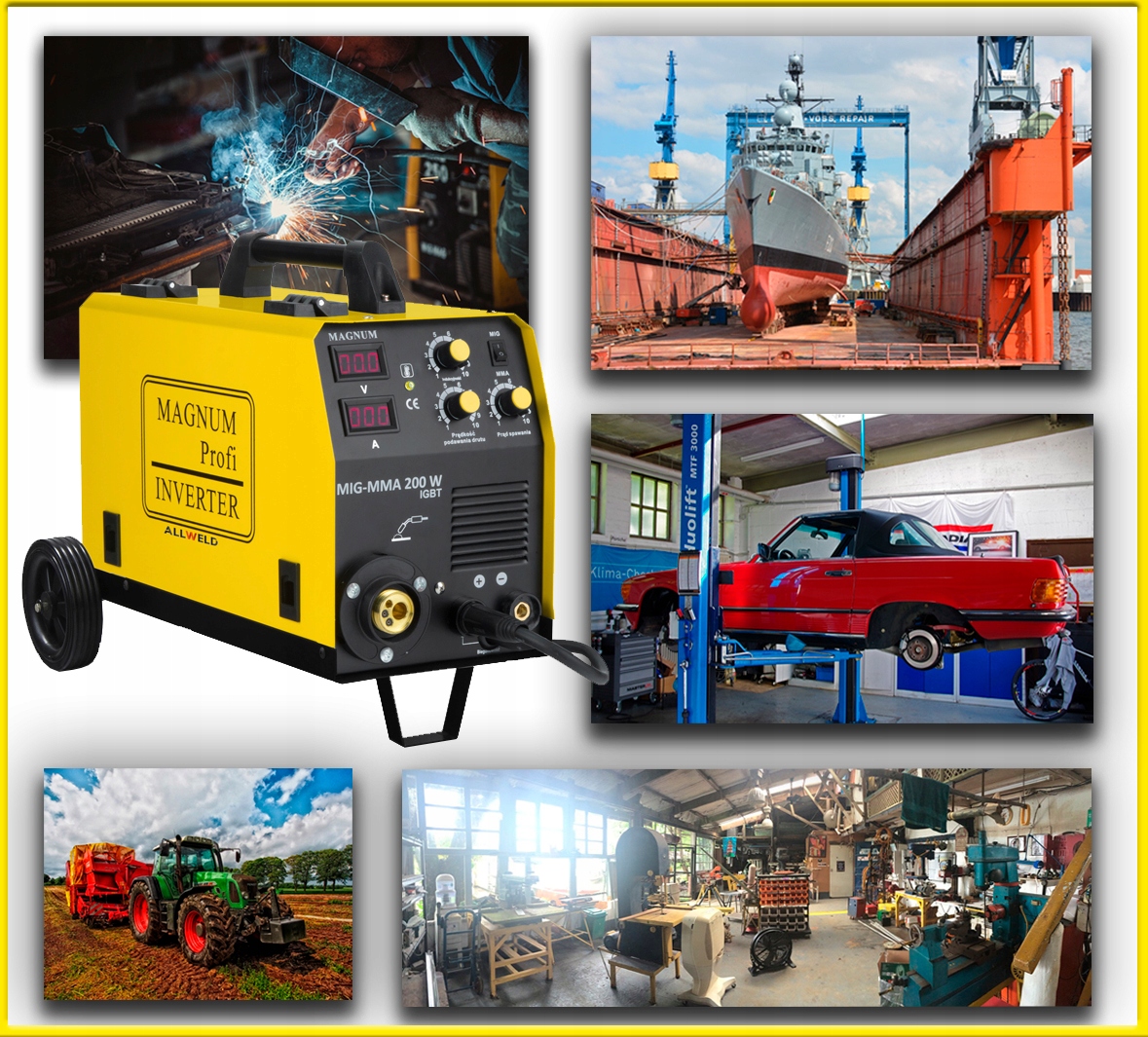 SPAWARKA MIGOMAT MAGNUM MIG 200W MMA IGBT ALU 230V 180A LUTOSPAWANIE Średnica drutu 1 mm