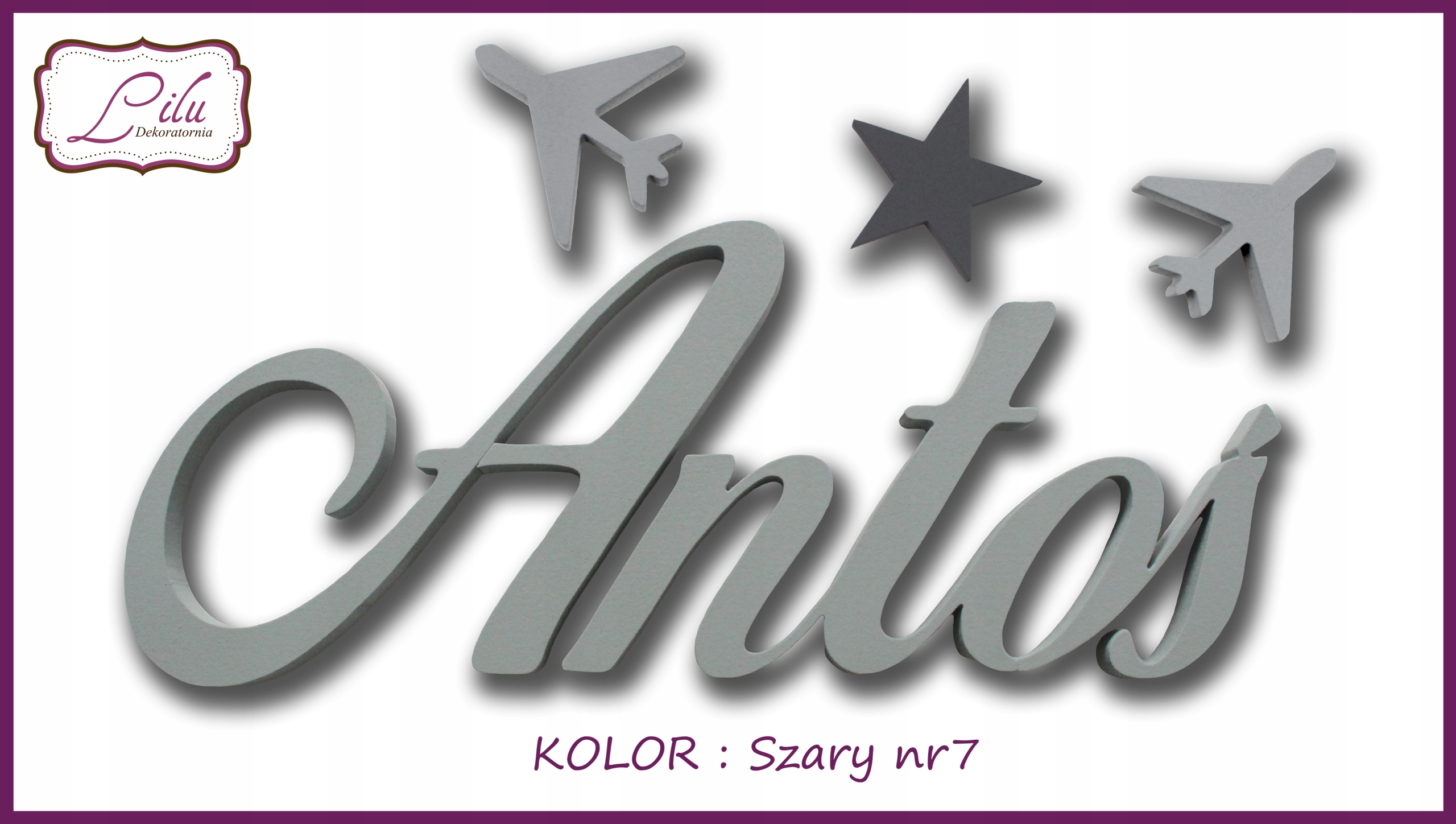 LITERKI NAKLEJKI DOWOLNE IMIĘ 7 LITEROWE PISANE NA ŚCIANĘ NA PREZENT Marka inna