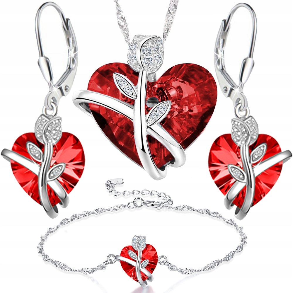 Sada stříbrných šperků srdce růže stříbro 925