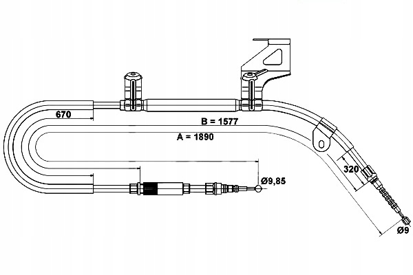 24.3727-0170.2/ATE - ATE ТРОС РУЧНОГО ГАЛЬМА ЗАДНІЙ P (1890 ММ) VW PASSA