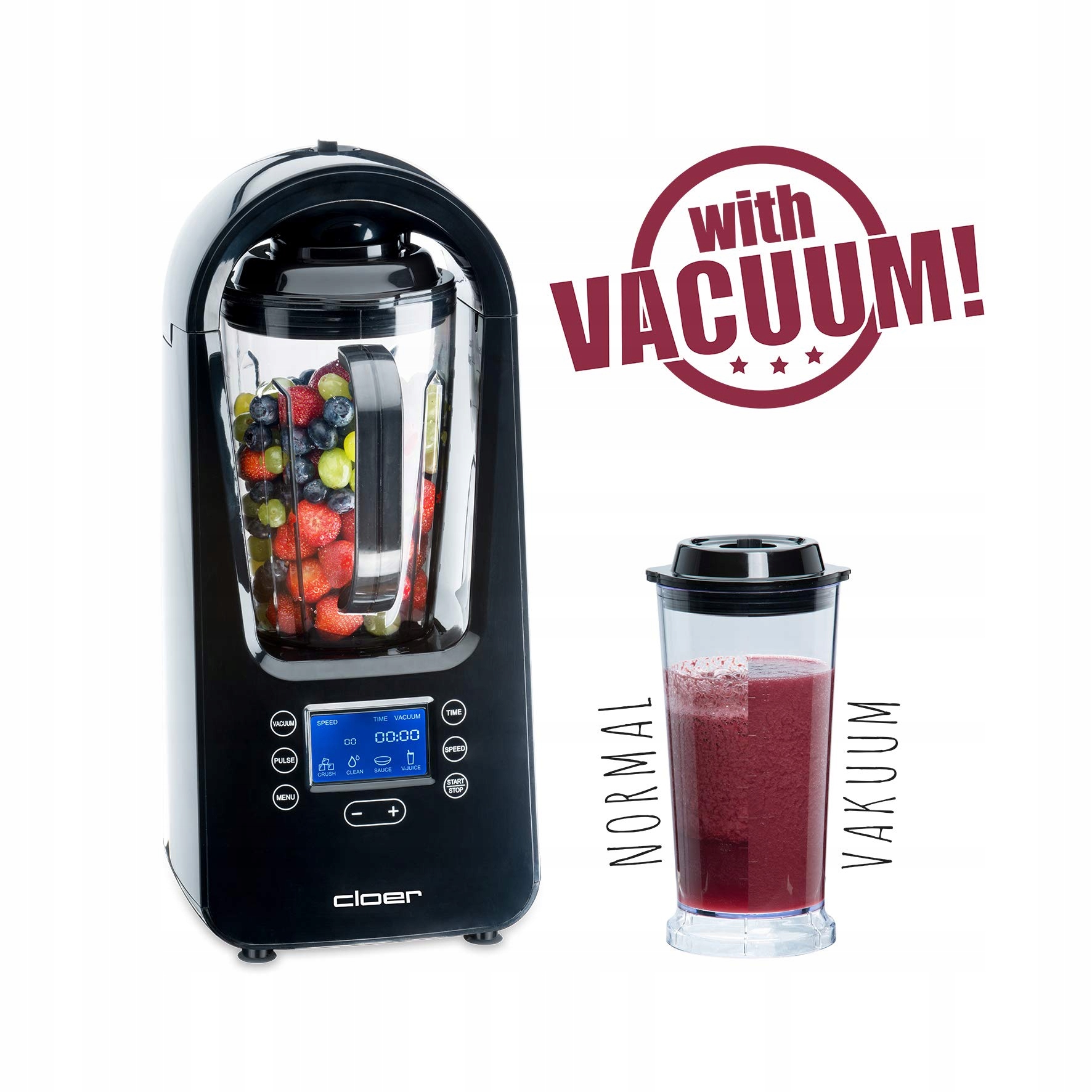 CLOER Blender Próżniowy 800W 21000 RPM Czarny 1500ml Z Pojemnikiem — miniatura 2