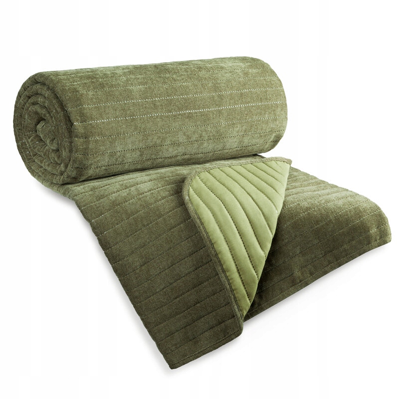 Přehoz 170x210 Glori olivový z tkaniny napodobující žinylku