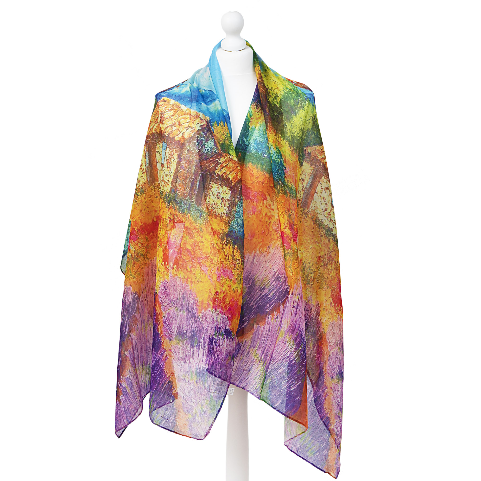 Duży Wiosenny Szal Chusta Apaszka Piękne Wzory Art Szerokość produktu 70 cm