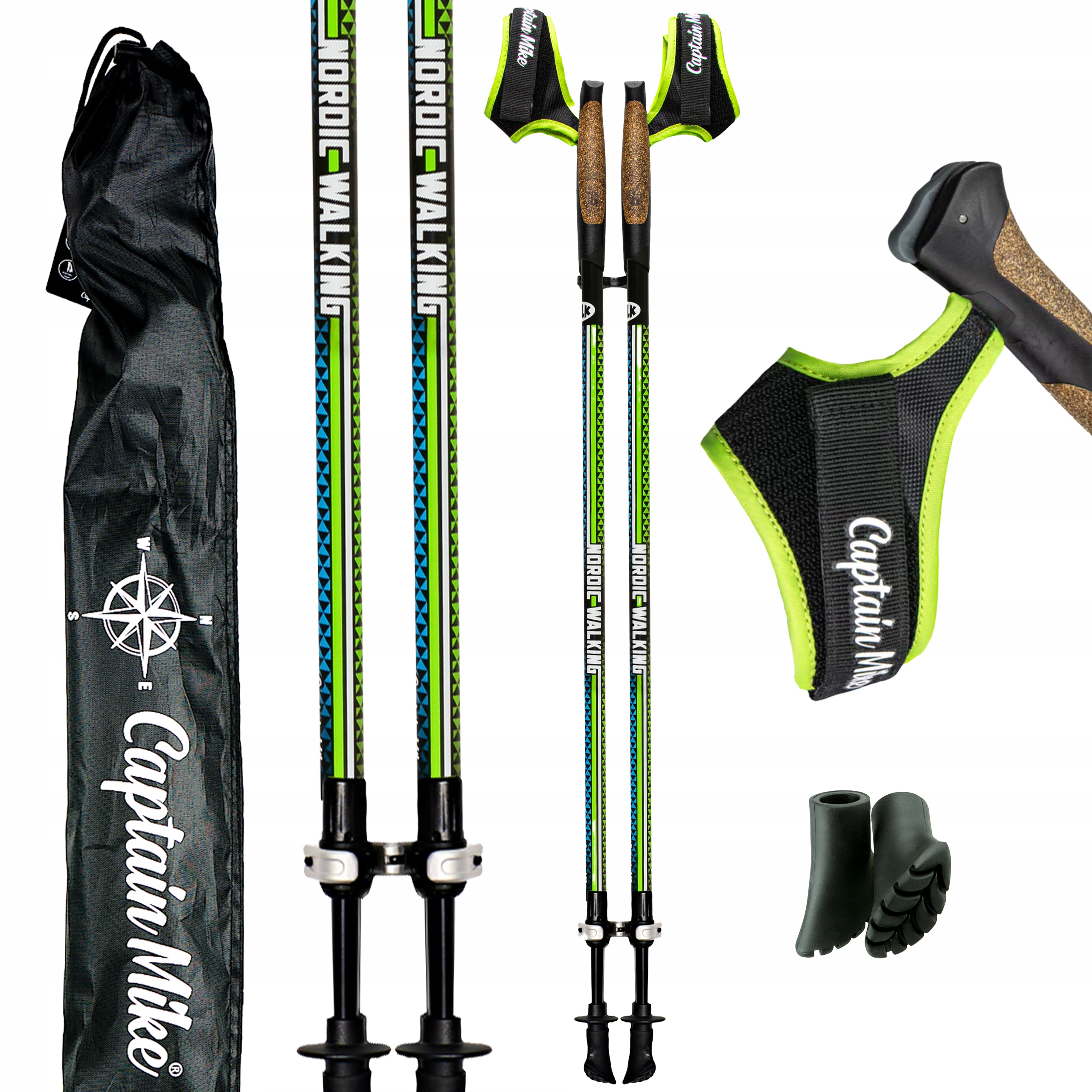 Chodníkové hole 50% karbon Nordic Walking Nastavitelné lehké Captain Mike