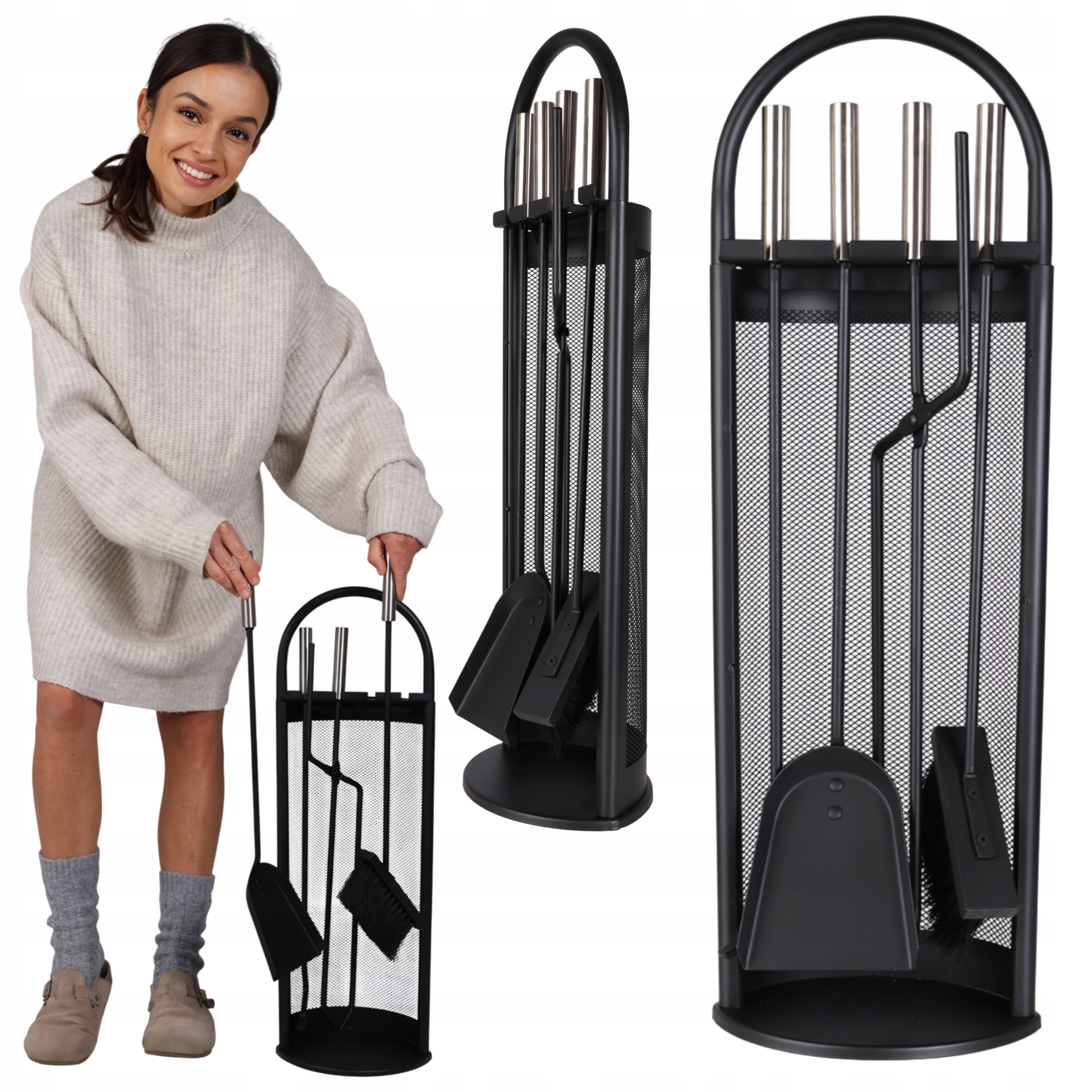 Krbové náčiní stojan na krb kovový Sada 5v1 Příslušenství Kamna kpl