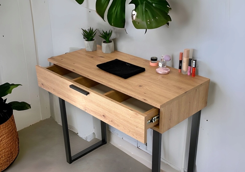 TOALETKA LENA DĄB ARTISAN METAL CZARNE U 90CM Szerokość mebla 90 cm