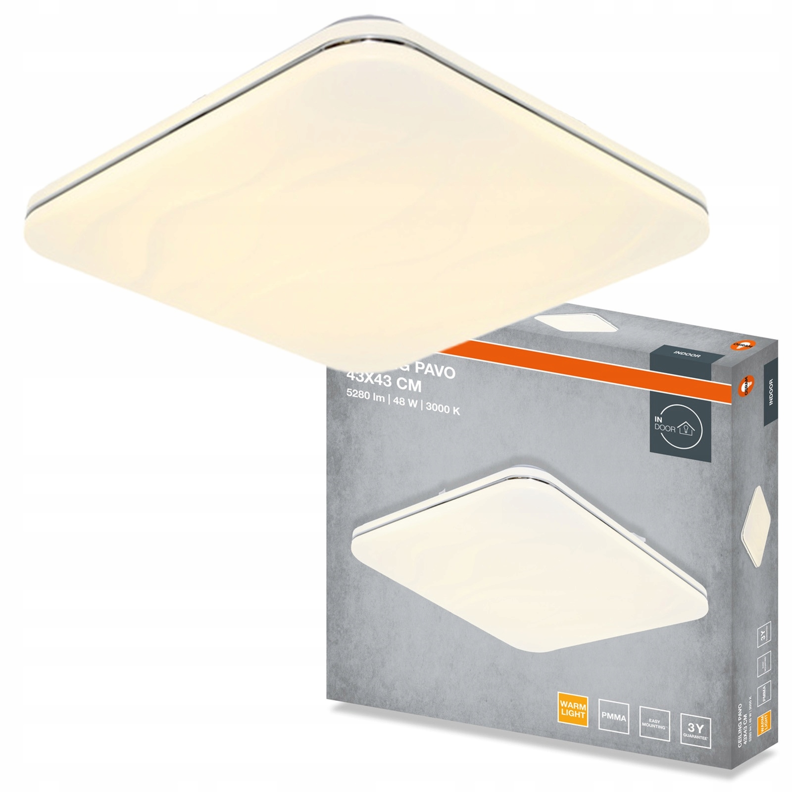 Stropní Svítidlo Led nástěnné svítidlo 48W 3360lm 3000K Čtvercový Bílý Pavo Osram