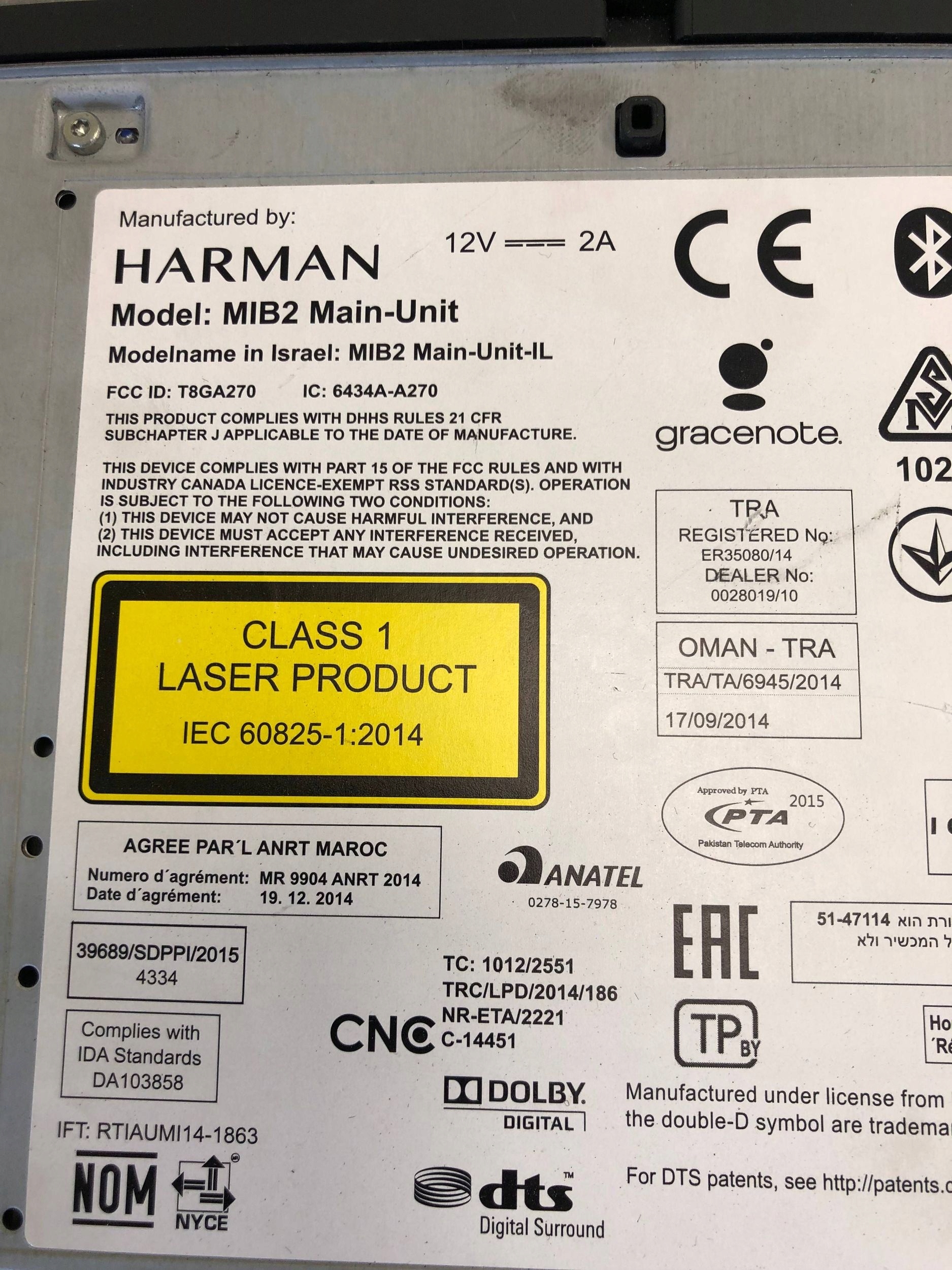 card reader SD MULTIMEDIA HARMAN VW 5NA035020F