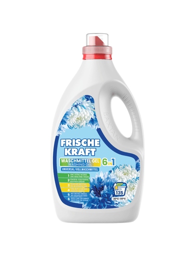 Levně 2x Frische Kraft 6v1 Gel na praní tkanin Univerzální 4,05 l 135 praní