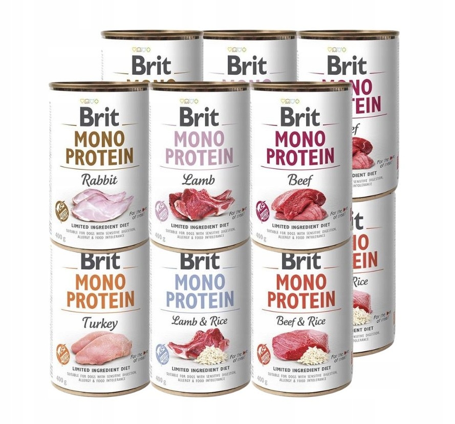 Brit Mono Protein Vlhké krmivo pro psy mix chutí 12x400g Bez Batátů