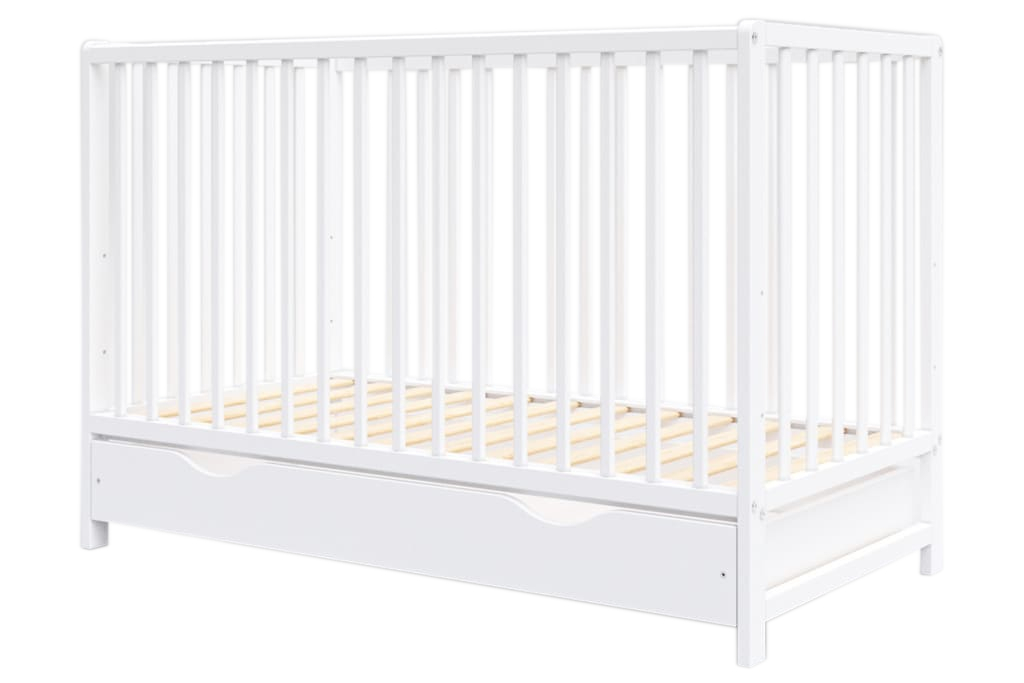 Dětská kojenecké s šuplíkem Dominik bílá 120x60, kousátka, norma Eu
