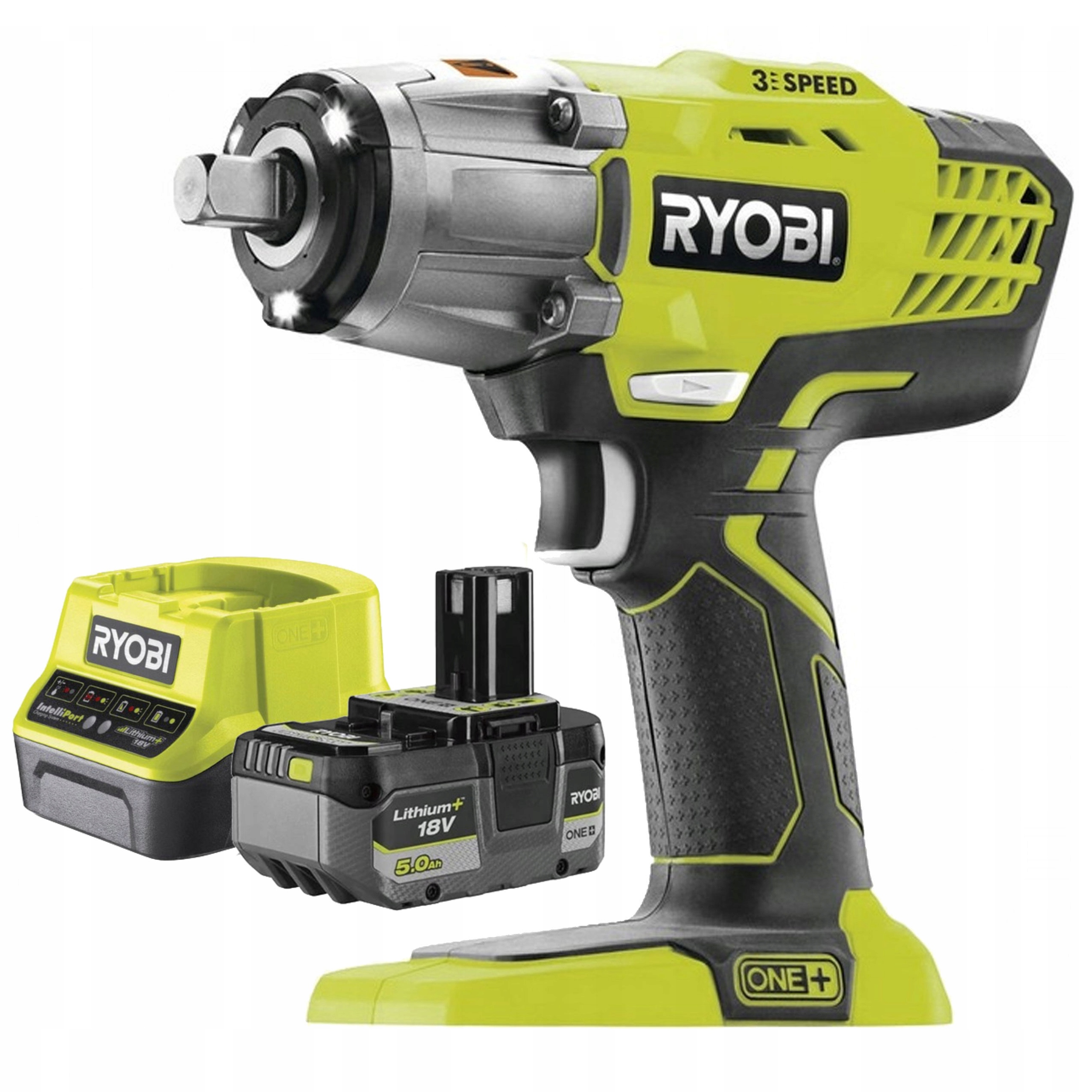 Ryobi Výkonný Akumulátorový Rázový Uťahovák R18IW3 18V 400Nm Nabíjačka Aku 5Ah