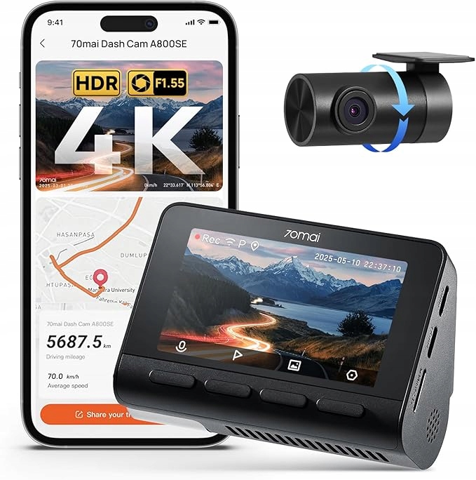 Autokamera 70mai Dash A800SE 4K zadná kamera Rc 22