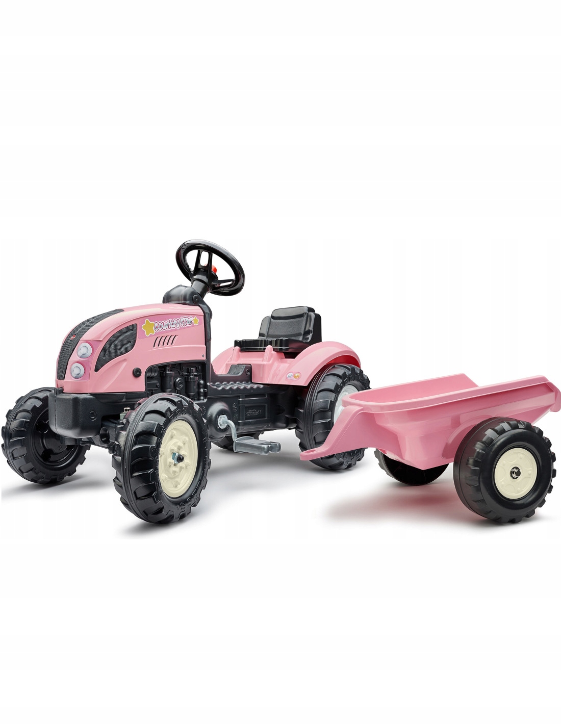 Traktor Na Pedały Country Star Różowy Przyczepka I Klakson Od 2 Lat
