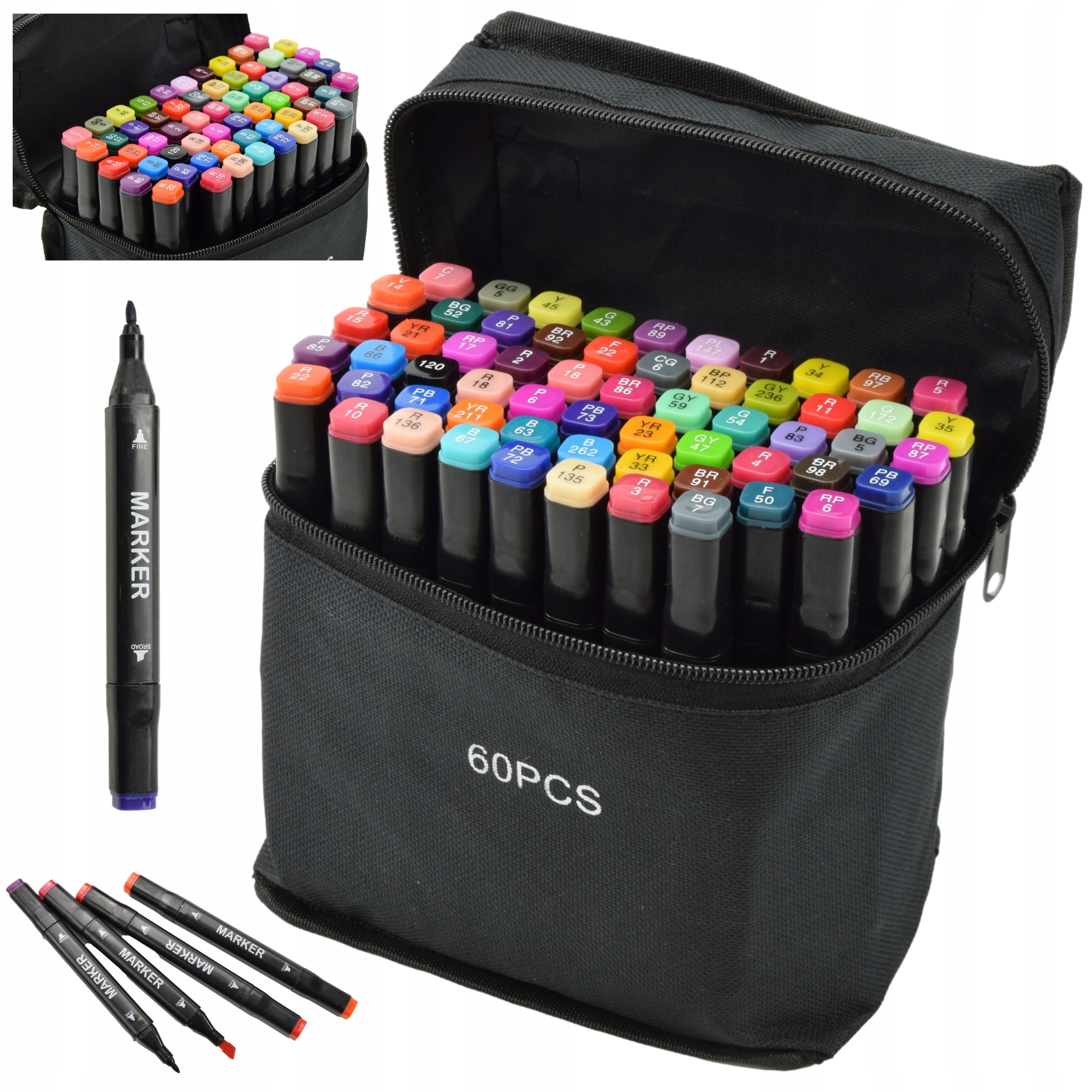 MARKERY DWUSTRONNE ALKOHOLOWE MAZAKI 60szt +gratis