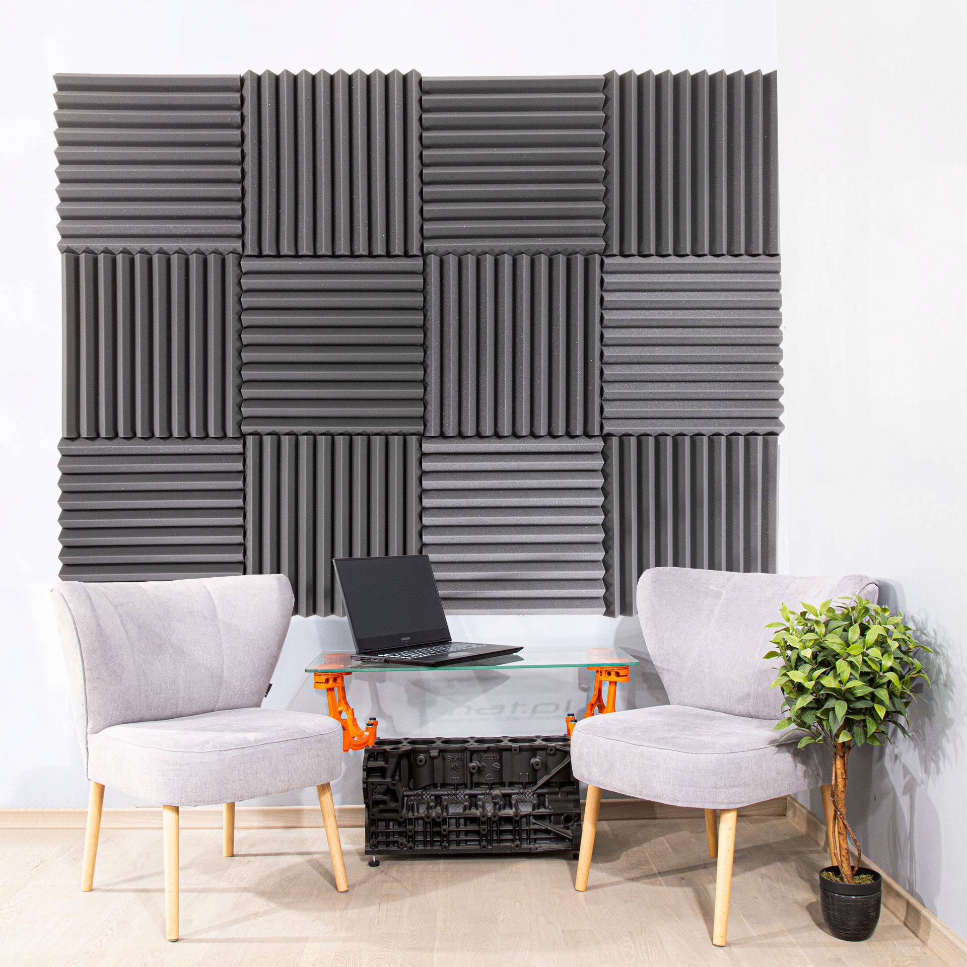 PANELE AKUSTYCZNE MATY PIANKI AKUSTYCZNE 50x50cm absorber nadmiaru dźwięku Waga produktu z opakowaniem jednostkowym 2.04 kg