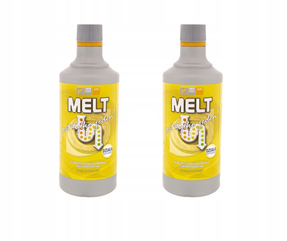 Melt Udrażniacz Rur 2x750ML Silny Środek Do Syfonów Zlew Odpływ Kanalizacja