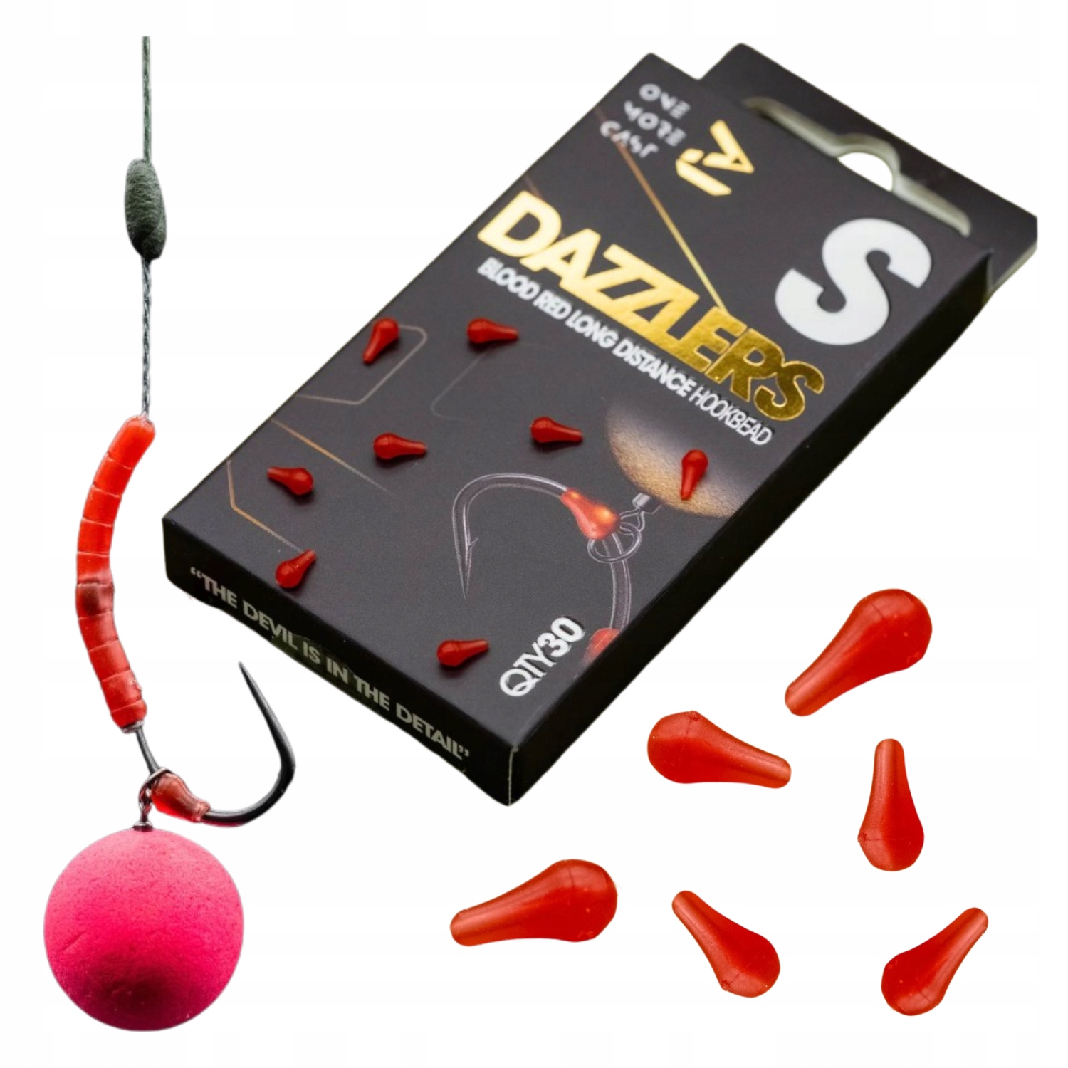 Pozycjonery One More Cast Dazzlers Blood Red Long Distance Hookbead Small