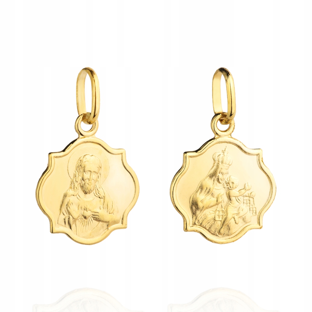 Zlatý medailon Matka Boží Srdce Ježíšovo 585 14k 1.1g