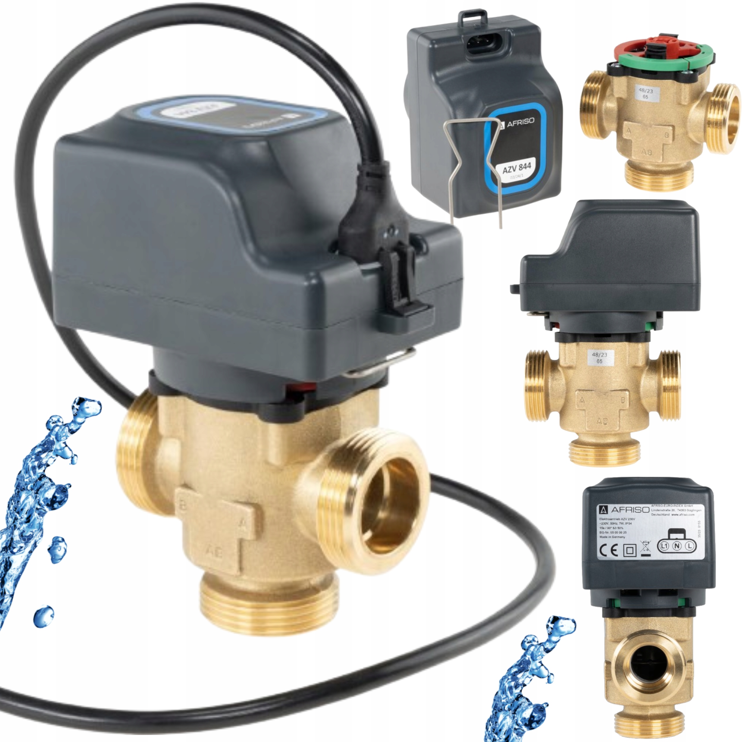 Zawór 3-DROGOWY Strefowy Przełączający Afriso Azv 844 5/4" 11 m3/h Mosiężny