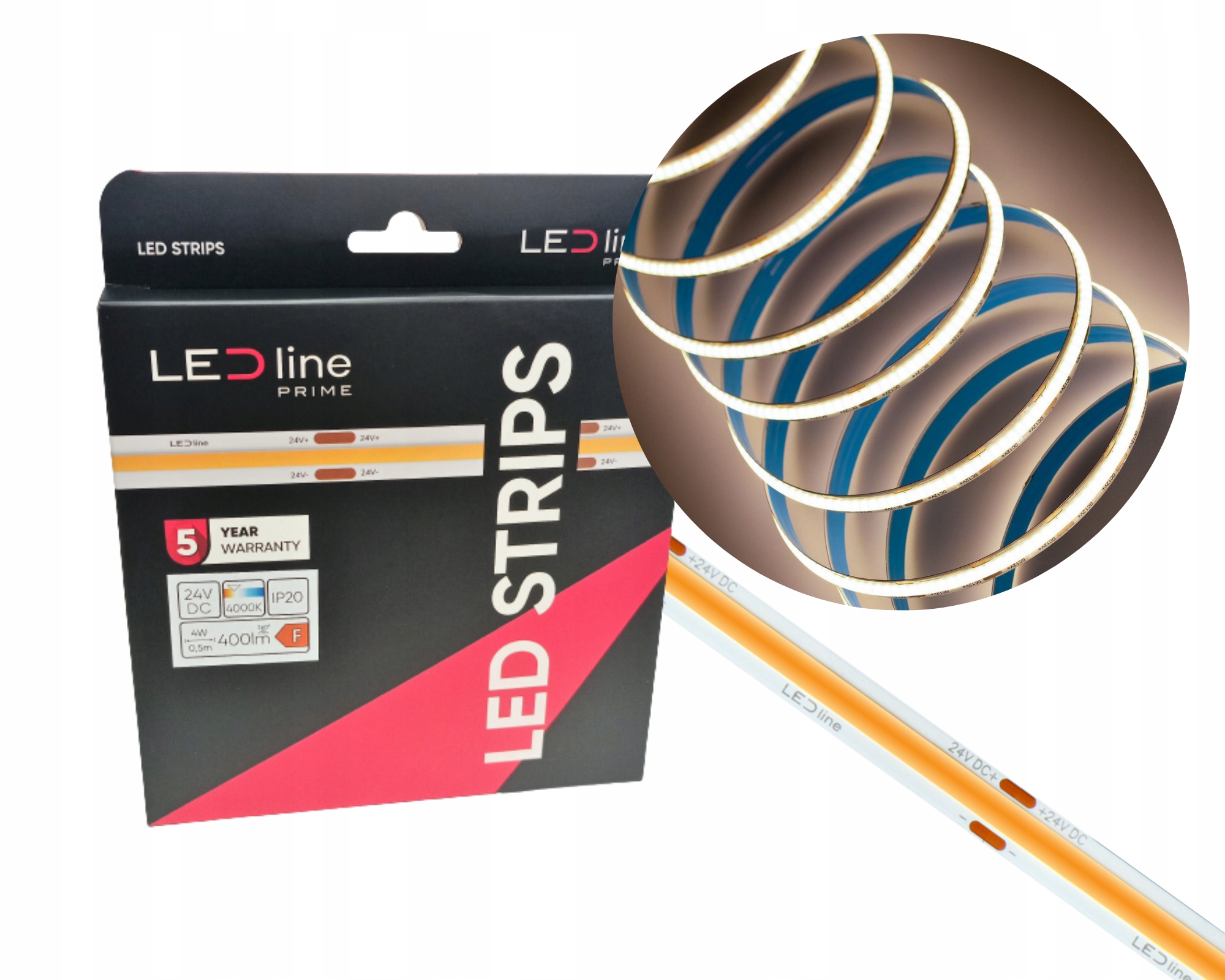 Rolka 5m Led line Prime taśma Led Cob 24V 4000K