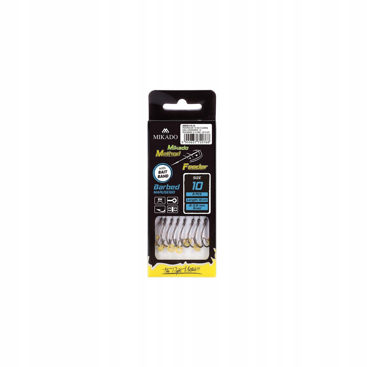 Mikado Haczyki do Method Feeder Bait Band gumka)10cm Size 8 Pleciona