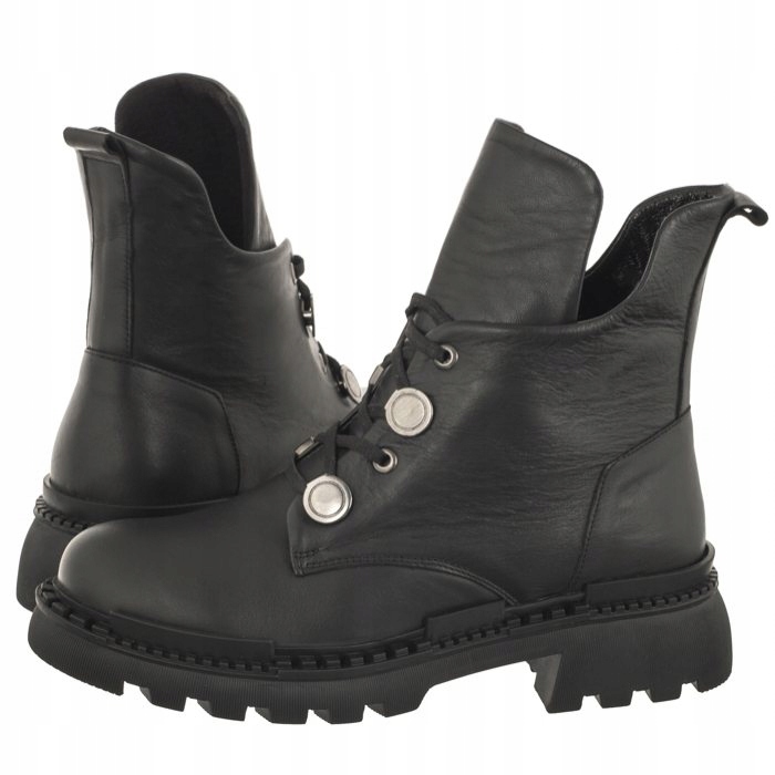 Dámské zateplené kožené Kotníkové Boty boty Artiker 53C1055 černé