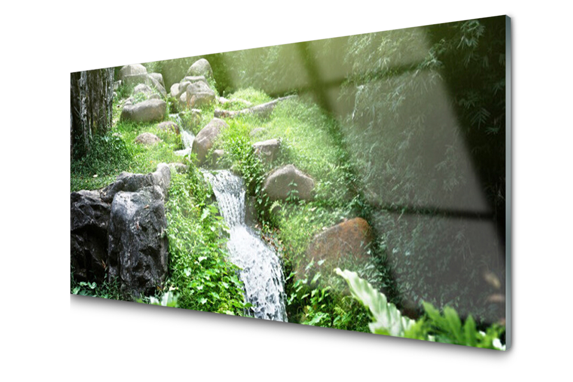 Obraz na skle Potok Trávy Příroda Rostlina 120x60