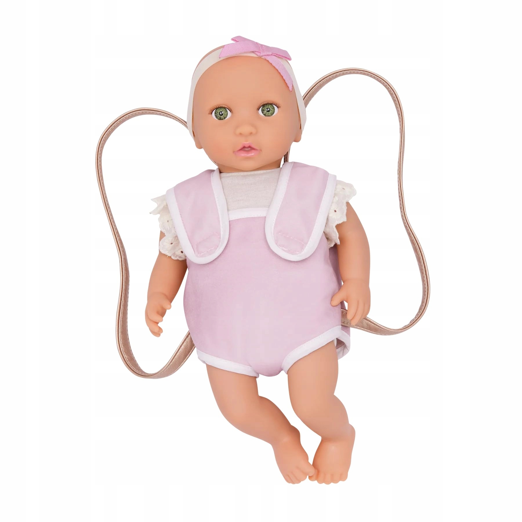 LullaBaby Babypuppe S Tragem 36 cm Zelené oči pro děti od 2 let