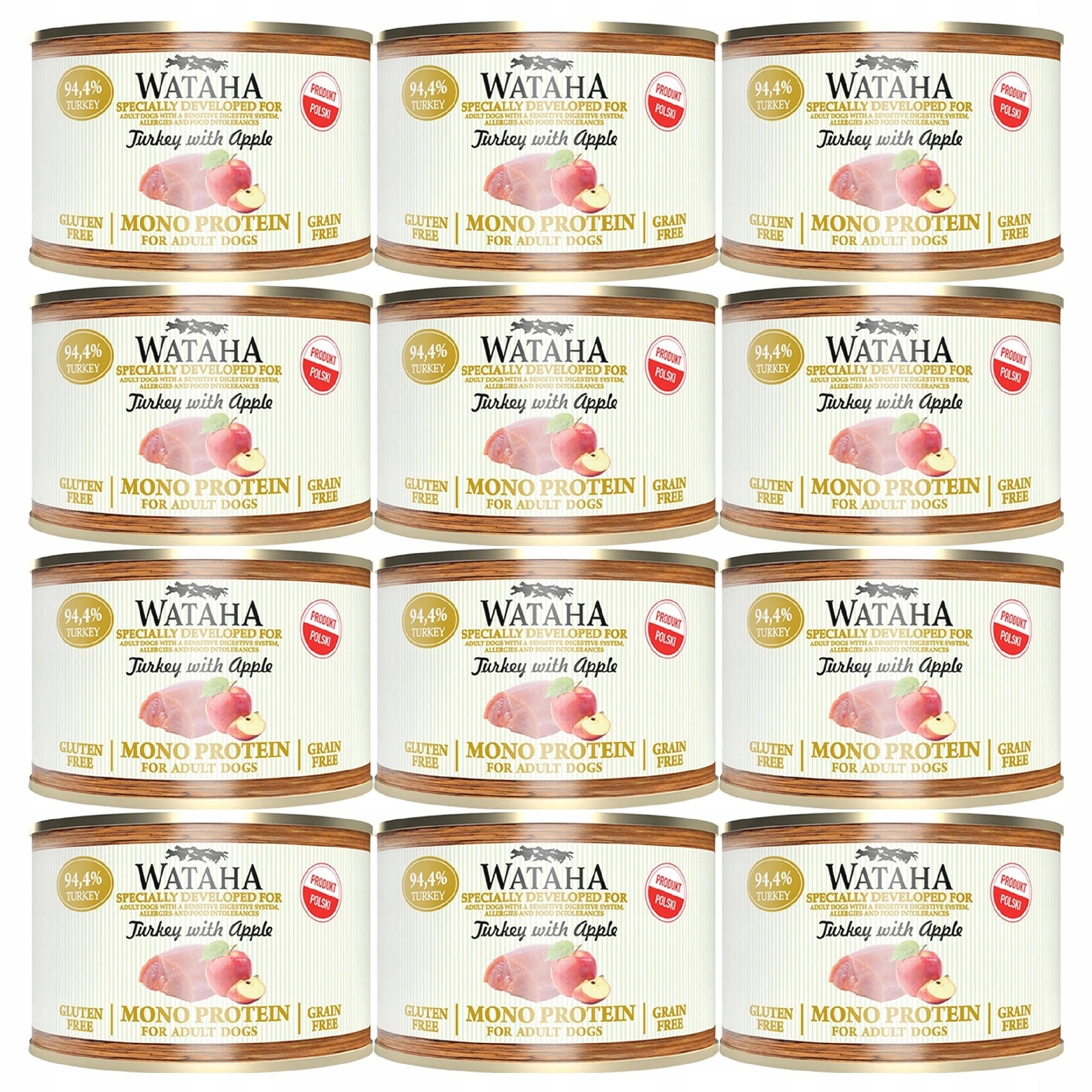 Wataha Mono Protein Adult krmivo pro psy Krůta s jablkem 12 x 185 g