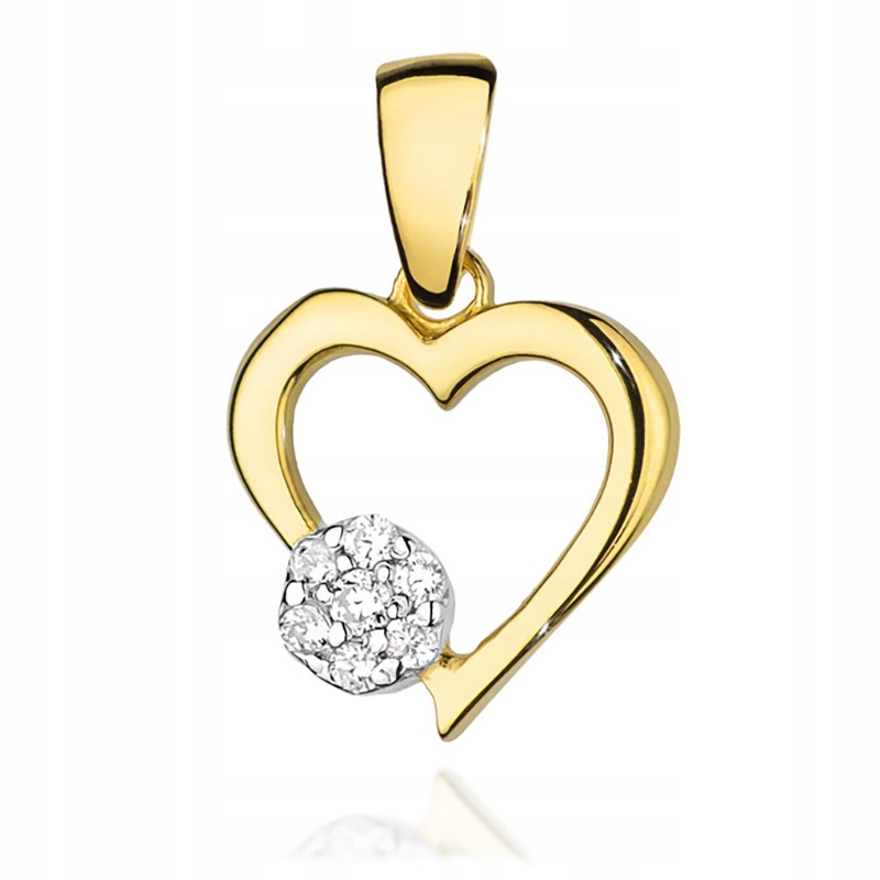 Zlatý Přívěsek pr. 585 Srdce s Brilianty 0,06 ct