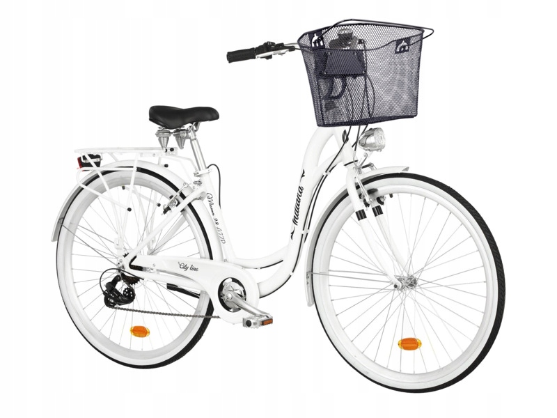 Rower miejski Indiana Moena 28 cali damski Biały Kosz VKS-105 Stalowy