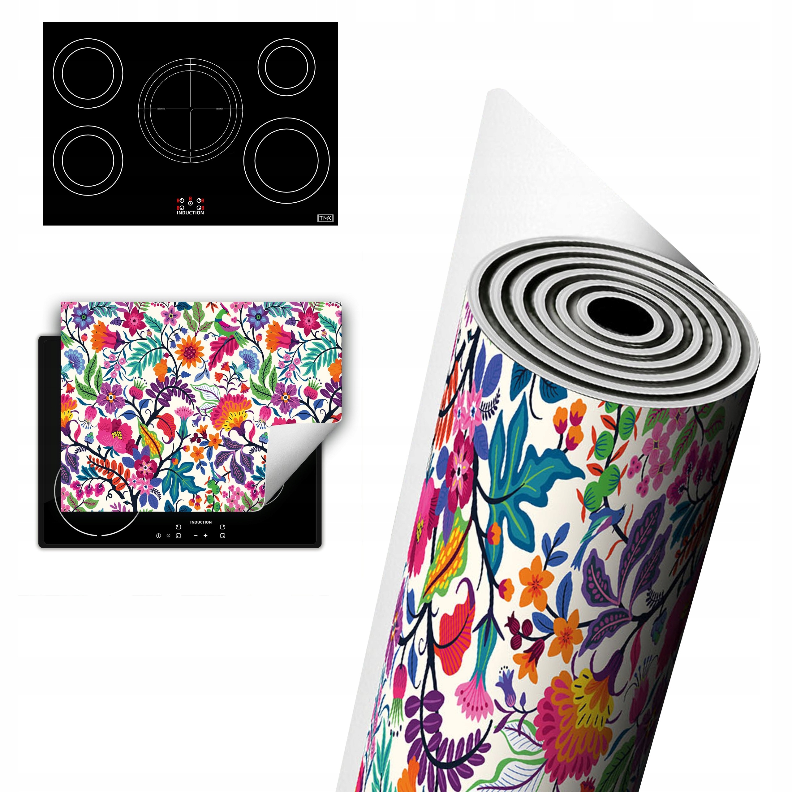 Vinylová Ochrana Na Indukci Deska 80x52 barevná květiny