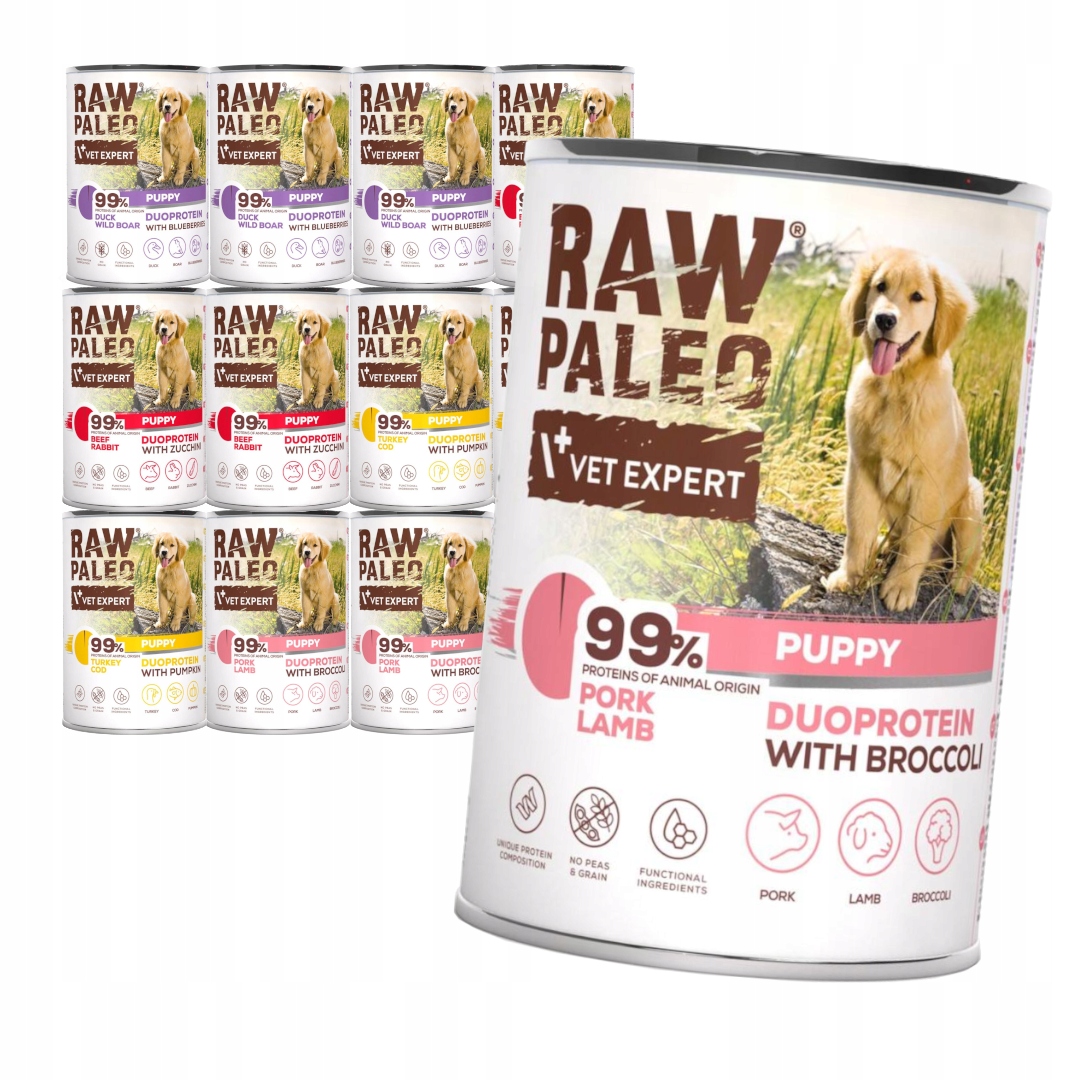 Raw Paleo Puppy Duoprotein Mix Chutí 12x400g Vlhké Krmivo